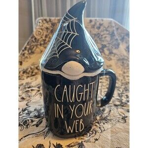 Rae Dunn "Caught in Your Web" Gnome Lidded Mug